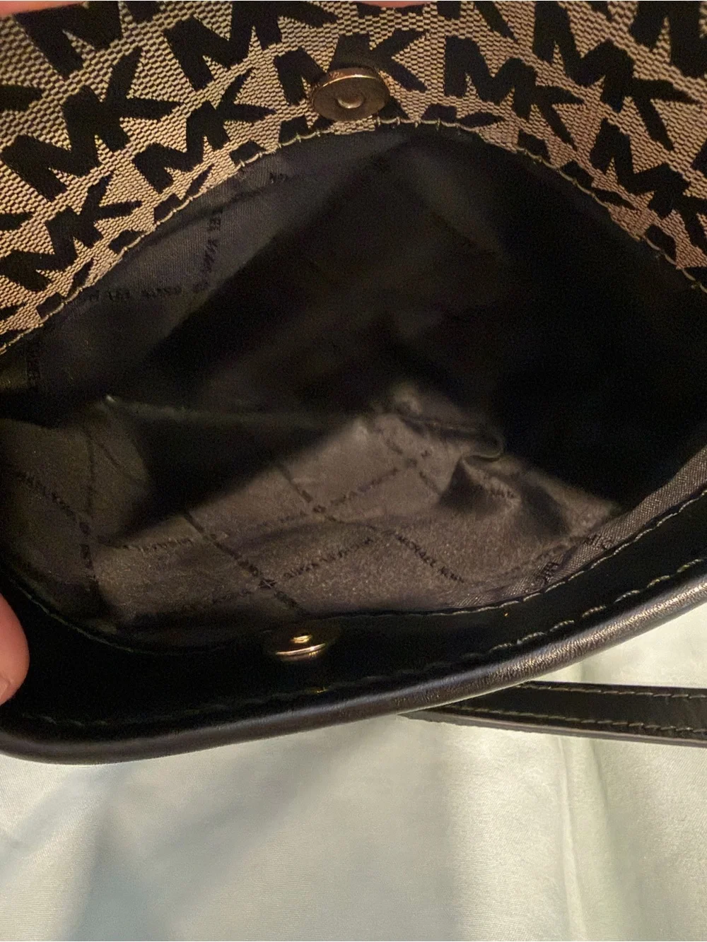 Michael Kors Brown MK Logo Crossbody with Black Strap